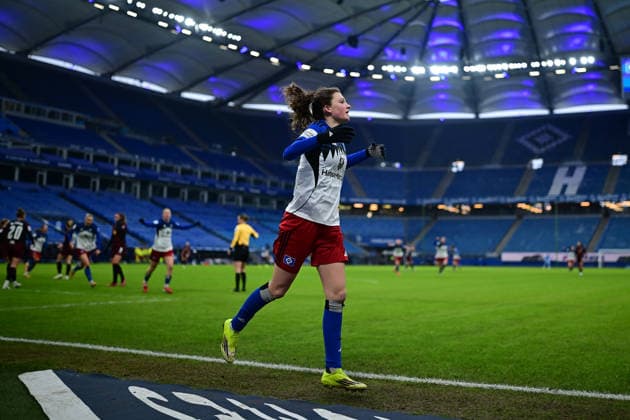 Soccer I Women I Season 2025 2026 I Bundesliga I 17 Matchday I Hamburger SV RB Leipzig I 08 02 2026 Cheers, excitement, enthusiasm, euphoria, joy, happiness, cheerfulness at Lotta Wrede 32, Hamburger SV Hamburg Volkspark, Volksparkstadion, stadium, Volkspark Stadion Hamburg Germany Copyright: xLobeca FelixxSchlikisx