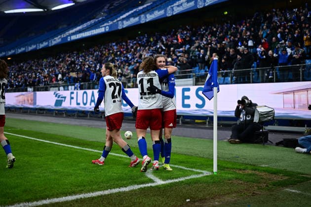 Soccer I Women I Season 2025 2026 I Bundesliga I 17 Matchday I Hamburger SV RB Leipzig I 08 02 2026 Cheers, excitement, enthusiasm, euphoria, joy, happiness, cheerfulness at Lotta Wrede 32, Hamburger SV Hamburg Volkspark, Volksparkstadion, stadium, Volkspark Stadion Hamburg Germany Copyright: xLobeca FelixxSchlikisx