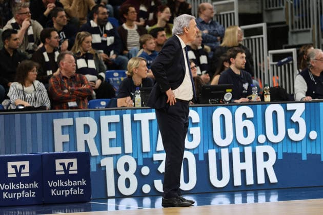 Svetislav Pesic FC Bayern Muenchen, Head Coach GER, BBL, MLP Academics Heidelberg vs FC Bayern Muenchen, easycredit Basketball Bundesliga, 19 Matchday, Season, 2025 2026, 08 02 2026 GER, MLP Academics Heidelberg vs FC Bayern Muenchen, Basketball, easycredit Basketball Bundesliga, 19 Matchday, Season, 2025 2026, 08 02 2026 Heidelberg Copyright: xEibner-Pressefoto JoergxHirschx EP_JHH
