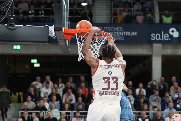 Dunk by David McCormack FC Bayern Muenchen, 33 GER, BBL, MLP Academics Heidelberg vs FC Bayern Muenchen, easycredit Basketball Bundesliga, 19 Matchday, Season, 2025 2026, 08 02 2026 GER, MLP Academics Heidelberg vs FC Bayern Muenchen, Basketball, easycredit Basketball Bundesliga, 19 Matchday, Season, 2025 2026, 08 02 2026 Heidelberg Copyright: xEibner-Pressefoto JoergxHirschx EP_JHH