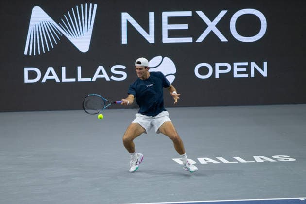 February 8, 2026, Frisco, Texas, USA: TRISTAN BOYER (USA) returns with a forehand during a menâ€⠢s singles qualifying match at 2026 Nexo Dallas Open at The Ford Center at The Star in Frisco, Texas. Svadja defeated Boyer, 6:3, 5:7, 6:4. Tennis 2026: Dallas Open: Svadja 6:3, 5:7, 6:4 Boyer - ZUMAh193 20260208_zsp_h193_004 Copyright: xDanielxMcGregor-Huyerx