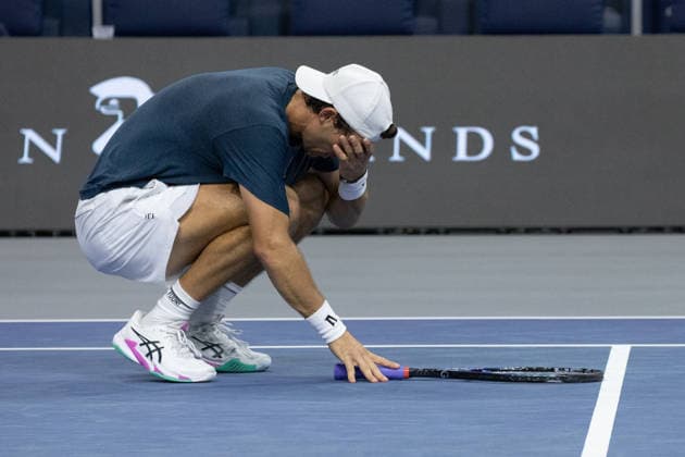 February 8, 2026, Frisco, Texas, USA: TRISTAN BOYER (USA) reacts during a menâ€⠢s singles qualifying match at 2026 Nexo Dallas Open at The Ford Center at The Star in Frisco, Texas. Svadja defeated Boyer, 6:3, 5:7, 6:4. Tennis 2026: Dallas Open: Svadja 6:3, 5:7, 6:4 Boyer - ZUMAh193 20260208_zsp_h193_021 Copyright: xDanielxMcGregor-Huyerx