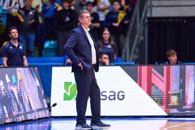 Klaus Perwas Frankfurt Skyliners, Head Coach pensive GER, Skyliners Frankfurt vs Gladiators Trier, Basketball, 19 Matchday, EasyCredit Bundesliga, Season 2025 2026, 11 02 2026 GER, Skyliners Frankfurt vs Gladiators Trier, Basketball, 19 Matchday, EasyCredit Bundesliga, Season 2025 2026, 11 02 2026 Frankfurt Main Copyright: xEibner-Pressefoto GeraldxOelze-dexStoppanyx EP_ODS