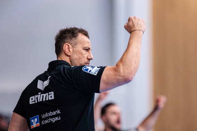 Maik Machulla Rhein Neckar Loewen, Coach rejoices GER, GWD Minden vs Rhein Neckar Loewen, Handball, 1 Bundesliga, Matchday 21, Season 2025 2026, 14 02 2026 GER, GWD Minden vs Rhein Neckar Loewen, Handball, 1 Bundesliga, Matchday 21, Season 2025 2026, 14 02 2026 Minden Copyright: xEibner-Pressefoto JanxRollingerx EP_JSK