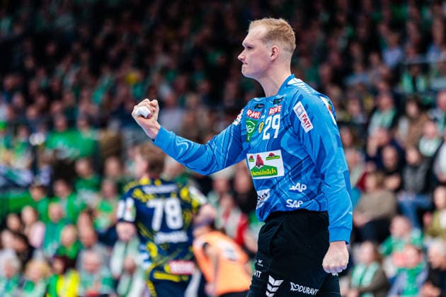 David Spaeth Rhein Neckar Loewen, 29 cheers GER, GWD Minden vs Rhein Neckar Loewen, Handball, 1 Bundesliga, 21 Matchday, Season 2025 2026, 14 02 2026 GER, GWD Minden vs Rhein Neckar Loewen, Handball, 1 Bundesliga, 21 Matchday, Season 2025 2026, 14 02 2026 Minden Copyright: xEibner-Pressefoto JanxRollingerx EP_JSK