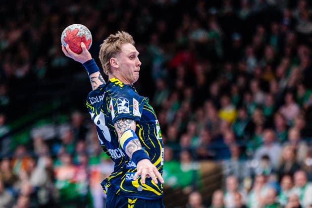 Edwin Aspenbaeck Rhein Neckar Loewen, 78 in goal throw GER, GWD Minden vs Rhein Neckar Loewen, Handball, 1 Bundesliga, 21 Matchday, Season 2025 2026, 14 02 2026 GER, GWD Minden vs Rhein Neckar Loewen, Handball, 1 Bundesliga, 21 Matchday, Season 2025 2026, 14 02 2026 Minden Copyright: xEibner-Pressefoto JanxRollingerx EP_JSK