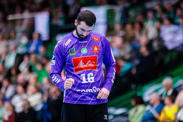 Tibor Ivanisevic GWD Minden, 16 cheers is happy GER, GWD Minden vs Rhein Neckar Loewen, Handball, 1 Bundesliga, 21 Matchday, Season 2025 2026, 14 02 2026 GER, GWD Minden vs Rhein Neckar Loewen, Handball, 1 Bundesliga, 21 Matchday, Season 2025 2026, 14 02 2026 Minden Copyright: xEibner-Pressefoto JanxRollingerx EP_JSK