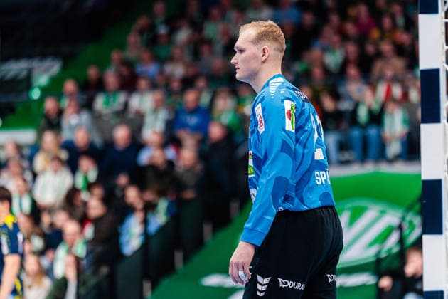 David Spaeth Rhein Neckar Loewen, 29 GER, GWD Minden vs Rhein Neckar Loewen, Handball, 1 Bundesliga, 21 Matchday, Season 2025 2026, 14 02 2026 GER, GWD Minden vs Rhein Neckar Loewen, Handball, 1 Bundesliga, 21 Matchday, Season 2025 2026, 14 02 2026 Minden Copyright: xEibner-Pressefoto JanxRollingerx EP_JSK