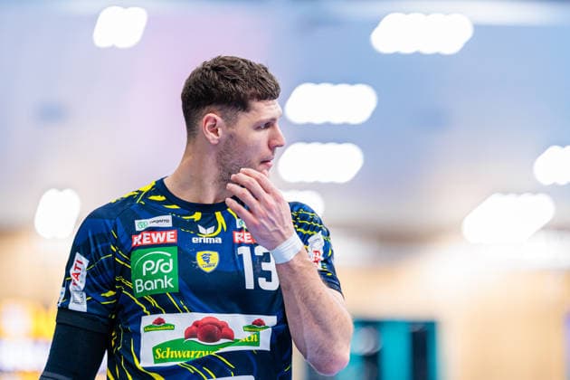 Sebastian Heymann Rhein Neckar Loewen, 13 GER, GWD Minden vs Rhein Neckar Loewen, Handball, 1 Bundesliga, 21 Matchday, Season 2025 2026, 14 02 2026 GER, GWD Minden vs Rhein Neckar Loewen, Handball, 1 Bundesliga, 21 Matchday, Season 2025 2026, 14 02 2026 Minden Copyright: xEibner-Pressefoto JanxRollingerx EP_JSK