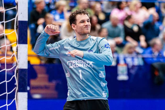 Constantin Moestl TBV Lemgo Lippe, 01 aergert sich regt sich auf GER, TBV Lemgo Lippe vs HC Erlangen, Handball, 1 Bundesliga, 21 Matchday, Season 2025 2026, 15 02 2026 GER, TBV Lemgo Lippe vs HC Erlangen, Handball, 1 Bundesliga, 21 Matchday, Season 2025 2026, 15 02 2026 Lemgo Copyright: xEibner-Pressefoto JanxRollingerx EP_JSK