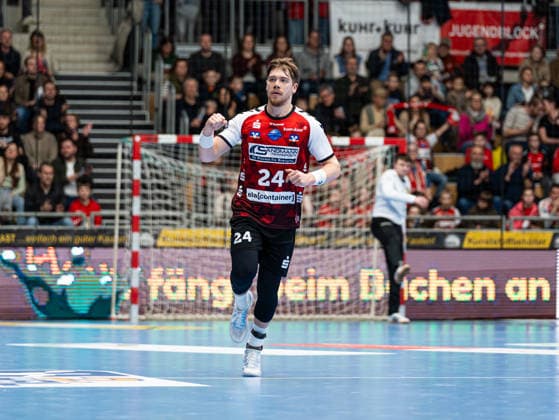 Elias Ruddatt HSG Nordhorn Lingen, 24 cheers HSG Nordhorn Lingen vs VfL Eintracht Hagen, Handball, 2 Bundesliga, Matchday 19, Season 2025 2026, 15 02 2026 HSG Nordhorn Lingen vs VfL Eintracht Hagen, Handball, 2 Bundesliga, Matchday 19, Season 2025 2026, 15 02 2026 Lingen Ems Copyright: xEibner-Pressefoto DamianxKruczynx EP_DKI
