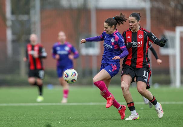 GER, Frankfurt, Eintracht Frankfurt II vs FSV Mainz 05, 2 Womens Bundesliga, Football, DFB, Season 2025 2026, Stadion am Brentanobad, 17 Matchday in picture f l Vital Kats 1 FSV Mainz 05 Women 30 , Mina Matijevic Eintracht Frankfurt DFB DFL REGULATIONS PROHIBIT ANY USE OF PHOTOGRAPHS AS IMAGE SEQUENCES AND OR QUASI VIDEO, 15 02 2026 Copyright: HMBxMedia HendrikxHamelau