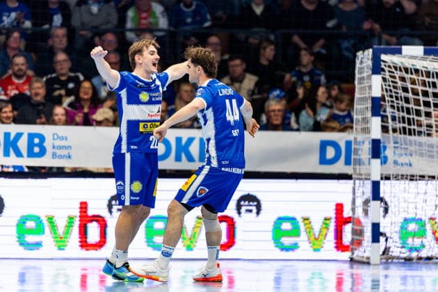16 02 206, GER, Handball, Men, Season 25 26, Daikin 1 Bl, 21 Matchday, ThSV Eisenach Bergischer HC Felix Aellen ThSV Eisenach,22 , Stephan Seitz ThSV Eisenach,44 99817 Eisenach Werner Assmann Halle Am Sportp Thueringen Germany