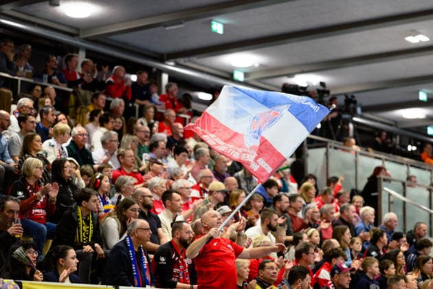 Fans waving their flag, that of Thueringer HC GER, Thueringer HC vs Borussia Dortmund , Handball, Alsco Handball Bundesliga Women, Matchday 18, Season 2025 2026, 18 02 2026 GER, Thueringer HC vs Borussia Dortmund , Handball, Alsco Handball Bundesliga Women, Matchday 18, Season 2025 2026, 18 02 2026 Bad Langensalza Copyright: xEibner-Pressefoto MartinxHerbstx EP_MHT