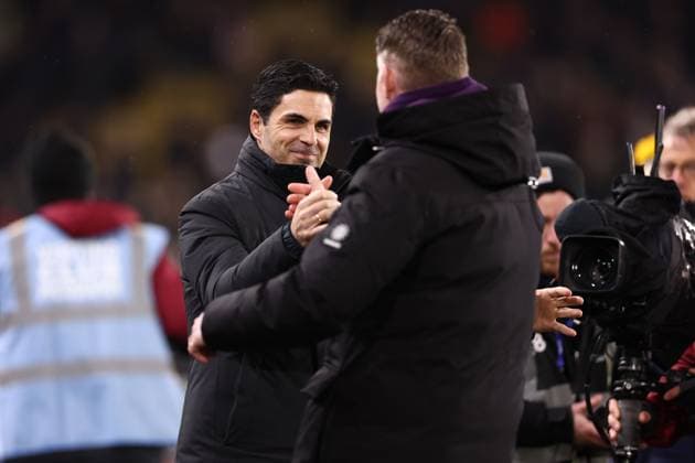 Arsenal manager Mikel Arteta and Wolverhampton Wanderers manager Rob Edwards Wolverhampton Wanderers v Arsenal, Premier League, Football, Molineux, Wolverhampton, UK - 18 Feb 2026Wolverhampton Molineux United Kingdom EDITORIAL USE ONLY No use with unauthorised audio, video, data, fixture lists, club league logos or live services. Online in-match use limited to 120 images, no video emulation. No use in betting, games or single club league player publications. Copyright: xRyanxBrowne Shutterstockx 16660426ai
