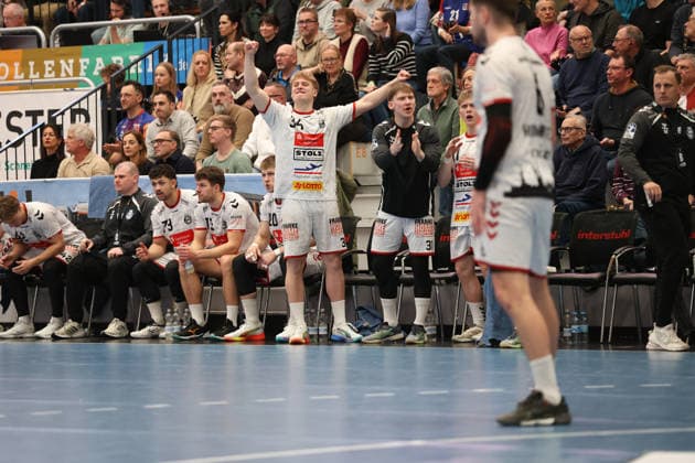 Thore Kjell Heinemann VfL Luebeck Schwartau, 34 Freude freuen Jubel Jubel, Torjubel, jubelt über das Tor, celebrate the goal, celebration HBW Balingen Weilstetten VFL Luebeck Schwartau, Handball 2 Bundesliga, Matchday 20, Season 2025 2026, 20 02 26 HBW Balingen Weilstetten VFL Luebeck Schwartau, Handball 2 Bundesliga, Matchday 20, Season 2025 2026, 20 02 26 Balingen Copyright: xEibner-Pressefoto KirstenxThiemax