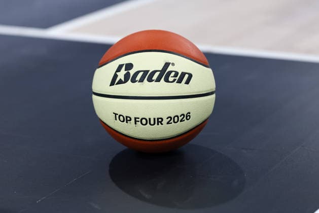 The official Baden match ball of the BMW TOP FOUR 2026, BBL Cup, with logo, theme photo basketball, theme picture, symbol photo, symbol picture, GER, FC Bayern Basketball vs BMA365 Bamberg Baskets, basketball, BBL Cup, BMW TOP FOUR, semi-final, season 2025 2026, 21 02 2026, GER, FC Bayern Basketball vs BMA365 Bamberg Baskets, basketball, BBL Cup, BMW TOP FOUR, semi-final, season 2025 2026, 21 02 2026 Muenchen Copyright: xEibner-Pressefoto JennixMaulx EP_JML