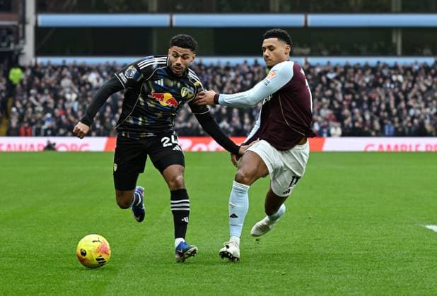 James Justin of Leeds United and Ollie Watkins of Aston Villa Aston Villa v Leeds United, Premier League, Football, Villa Park, Birmingham, UK - 21 Feb 2026Birmingham Villa Park United Kingdom EDITORIAL USE ONLY No use with unauthorised audio, video, data, fixture lists, club league logos or live services. Online in-match use limited to 120 images, no video emulation. No use in betting, games or single club league player publications. Copyright: xAnnaxGowthorpe Shutterstockx 16681467l
