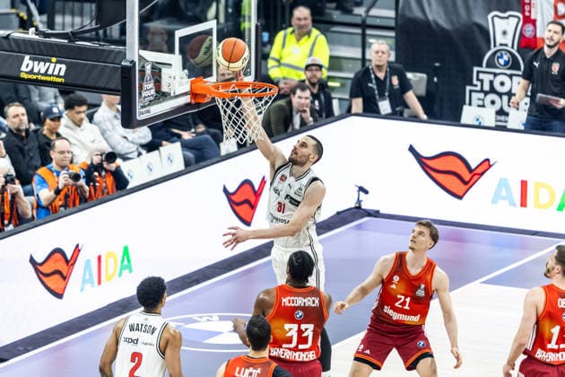 GER, BMW Top Four, Basketball BBL Cup, semi-final, FC Bayern Munich Basketball BMA365 Bamberg Baskets 21 02 2026, SAP Garden, Munich, GER, BMW Top Four, Basketball BBL Cup, semi-final, FC Bayern Munich Basketball BMA365 Bamberg Baskets Daniel Keppeler BMA365 Bamberg Baskets, 31 Photo Alexander Trienitz Munich SAP Garden Bayern Germany