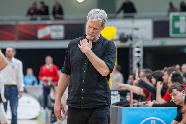 Eric Detlev Tigers Tuebingen, Head Coach is not satisfied Bayer Giants Leverkusen vs Tigers Tuebingen, Basketball, Barmer 2 Basketball Bundesliga, 24 Matchday, Season 2025 2026, 21 02 2026 Bayer Giants Leverkusen vs Tigers Tuebingen, Basketball, Barmer 2 Basketball Bundesliga, Pro A, 24 Matchday, Season 2025 2026, 21 02 2026 Leverkusen Copyright: xEibner-Pressefoto ThomasxHaeslerx EP_THR