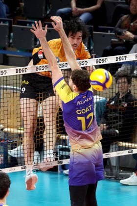 DEU, DVV, 1 VBL, BR Volleys vs Central Germany, 22 02 2026, Max Schmeling Halle, Berlin, DEU, DVV, 1 VBL, BR Volleys vs Central Germany, in the picture Nolan Flexen BR Volleys 9 , Paul Klimm Central Germany12 nordphotoxGmbHx xEngler nph00076