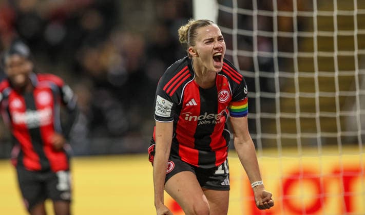 GER, Frankfurt, Eintracht Frankfurt vs SC Freiburg, Google Pixel Bundesliga, Football, DFB, Season 2025 2026, Stadion am Brentanobad, 19 Matchday in picture Laura Freigang Eintracht Frankfurt Women 10 , Goal, Cheering and joy, Emotions DFB DFL REGULATIONS PROHIBIT ANY USE OF PHOTOGRAPHS AS IMAGE SEQUENCES AND OR QUASI VIDEO, 23 02 2026 Copyright: HMBxMedia HendrikxHamelau