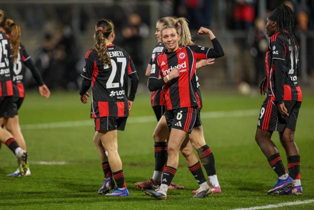 GER, Frankfurt, Eintracht Frankfurt vs SC Freiburg, Google Pixel Bundesliga, Football, DFB, Season 2025 2026, Stadion am Brentanobad, 19 Matchday in picture Elisa Senß Eintracht Frankfurt Women 6 scores the 2 0, Goal, Cheers and joy, Emotions DFB DFL REGULATIONS PROHIBIT ANY USE OF PHOTOGRAPHS AS IMAGE SEQUENCES AND OR QUASI VIDEO, 23 02 2026 Copyright: HMBxMedia HendrikxHamelau