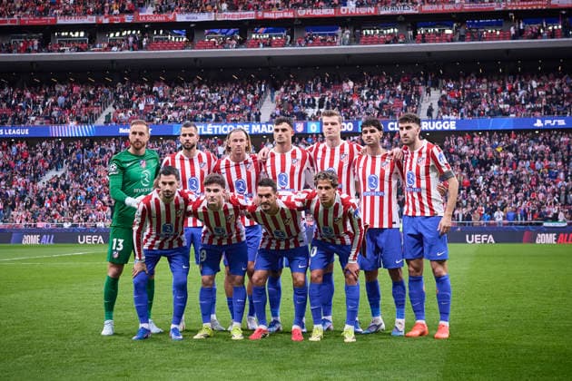 ATLETICO DE MADRID v CLUB BRUGGE KV. CHAMPIONS LEAGUE 2025 2026. ROUND KO PLAY-OFFS 2ND LEG MATCH. Atletico de Madrid s team photo with Jan Oblak, David Hancko, Marcos Llorente, Marc Pubill, Alexander Sorloth, Johnny Cardoso, Matteo Ruggeri, Alex Baena, Julian Alvarez, Koke Resurreccion and Giuliano Simeone during Champions League 2025 2026, KO play-offs 2nd leg match. February 24 ,2026. (ALTERPHOTOS Jorge Ropero) MadridSpain Copyright: xJorgexRoperox