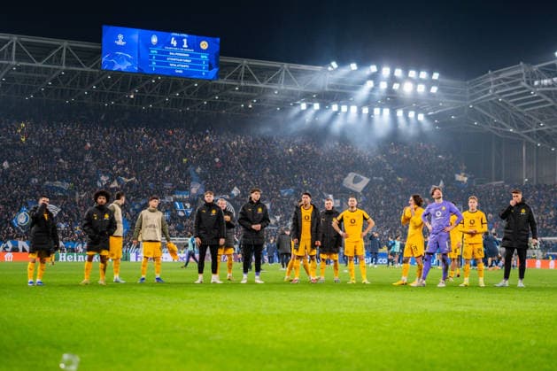 25 02 2026, Atalanta Bergamo vs Borussia Dortmund, UEFA Champions League, Playoffs second leg Yan Couto Borussia Dortmund, 2 Karim Adeyemi Borussia Dortmund, 27 Samuele Inacio Borussia Dortmund, 40 Luca Reggiani Borussia Dortmund, 49 Elias Benkara Borussia Dortmund, 47 Julian Brandt Borussia Dortmund, 10 Jobe Bellingham Borussia Dortmund, 7 Waldemar Anton Borussia Dortmund, 3 Nico Schlotterbeck Borussia Dortmund, 4 Julian Brandt Borussia Dortmund, 10 Maximilian Beier Borussia Dortmund, 14 Fabio Silva Borussia Dortmund, 21 Gregor Kobel Borussia Dortmund, 1 Daniel Svensson Borussia Dortmund, 24 Alexander Meyer Borussia Dortmund, 33 Regulations prohibit any use of photographs as image sequences and or quasi video Copyright: xBahhoxKarax