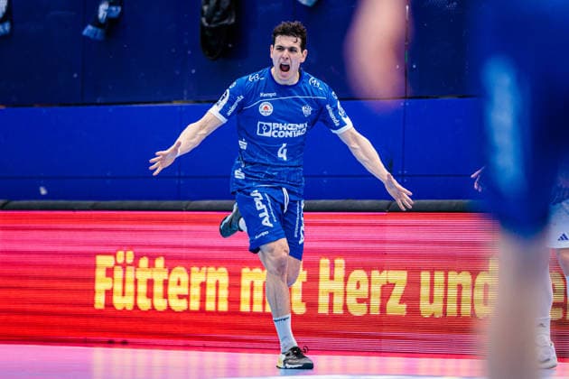 Samuel Zehnder TBV Lemgo Lippe, 04 cheers after scoring goal GER, TBV Lemgo Lippe vs Handball Sport Verein Hamburg, Handball, 1 Bundesliga, 23 Matchday, Season 2025 2026, 26 02 2026 GER, TBV Lemgo Lippe vs Handball Sport Verein Hamburg, Handball, 1 Bundesliga, 23 Matchday, Season 2025 2026, 26 02 2026 Lemgo Copyright: xEibner-Pressefoto JanxRollingerx EP_JSK