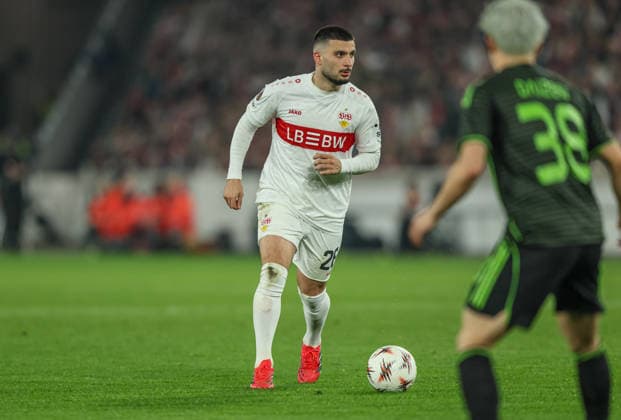 GER, Stuttgart, VfB Stuttgart vs Celtic Glasgow, Europa League, Football, UEFA, Season 2025 2026, MHP Arena, Playoffs, Second leg in picture Deniz Undav VfB Stuttgart 26 DFB DFL REGULATIONS PROHIBIT ANY USE OF PHOTOGRAPHS AS IMAGE SEQUENCES AND OR QUASI VIDEO, 26 02 2026 Copyright: HMBxMedia HendrikxHamelau