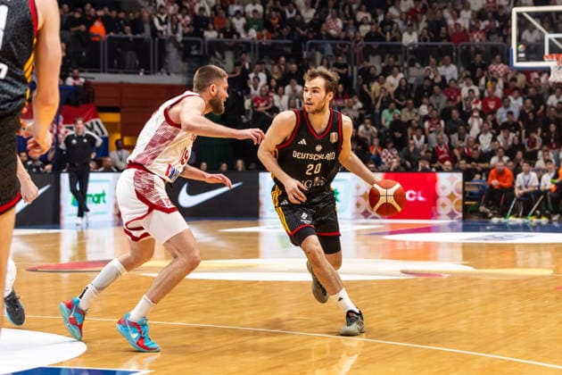 GER, FIBA Basketball World Cup 2027, European Qualifiers, Croatia Germany 27 02 2026, Drazen Petrovic Basketball Center, Zagreb, GER, FIBA Basketball World Cup 2027, European Qualifiers, Croatia Germany Malte Delow Germany, No20 Â Photo Alexander Trienitz Zagreb Drazen Petrovic Basketball Center Zagreb Croatia