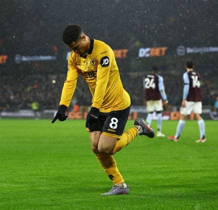 Joao Gomes of Wolverhampton Wanderers celebrates scoring the opening goal Wolverhampton Wanderers v Aston Villa, Premier League, Football, Molineux, Wolverhampton, UK - 27 Feb 2026Wolverhampton Molineux United Kingdom EDITORIAL USE ONLY No use with unauthorised audio, video, data, fixture lists, club league logos or live services. Online in-match use limited to 120 images, no video emulation. No use in betting, games or single club league player publications. Copyright: xMichaelxZemanek Shutterstockx 16701657ae