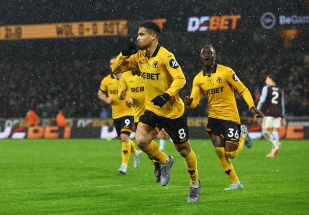 Joao Gomes of Wolverhampton Wanderers celebrates scoring the opening goal Wolverhampton Wanderers v Aston Villa, Premier League, Football, Molineux, Wolverhampton, UK - 27 Feb 2026Wolverhampton Molineux United Kingdom EDITORIAL USE ONLY No use with unauthorised audio, video, data, fixture lists, club league logos or live services. Online in-match use limited to 120 images, no video emulation. No use in betting, games or single club league player publications. Copyright: xMichaelxZemanek Shutterstockx 16701657af