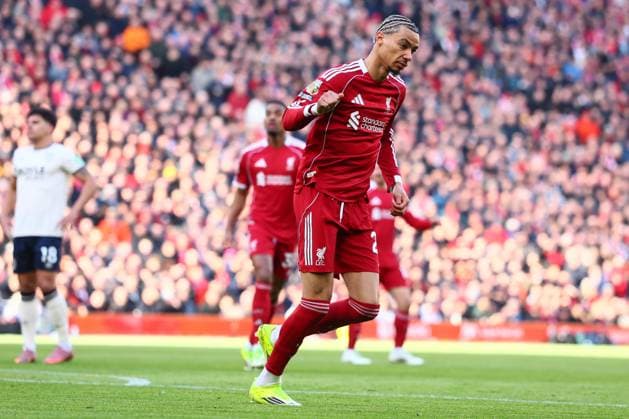 Hugo Ekitike of Liverpool scores to make it 1-0 and celebrates Liverpool v West Ham United, Premier League, Football, Anfield, Liverpool, UK - 28 Feb 2026Liverpool Anfield United Kingdom EDITORIAL USE ONLY No use with unauthorised audio, video, data, fixture lists, club league logos or live services. Online in-match use limited to 120 images, no video emulation. No use in betting, games or single club league player publications. Copyright: xPaulxCurrie Shutterstockx 16708425al