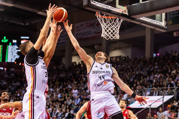 GER, FIBA Basketball World Cup 2027, European Qualifiers, Germany Croatia 01 03 2026, Telekom Dome, Bonn, GER, FIBA Basketball World Cup 2027, European Qualifiers, Germany Croatia David Krämer Germany, No44 Â Photo Alexander Trienitz Bonn Telekom Dome North Rhine-Westphalia Germany
