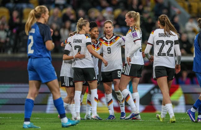 GER, Dresden, Germany vs Slovenia, international match, football, FIFA, 2026 2027 season, World Cup qualification, Rudolf Harbig Stadium, 1 matchday in picture Elisa Senß Germany Women 20 , goal, jubilation and joy, emotions, Goal scored, emotions, Gol, Slovenija, veselje, 2 0 DFB DFL REGULATIONS PROHIBIT ANY USE OF PHOTOGRAPHS AS IMAGE SEQUENCES AND OR QUASI VIDEO, 03 03 2026 Copyright: HMBxMedia HendrikxHamelau