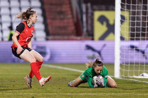 WOMEN SOCCER - FIFA World Cup, WM, Weltmeisterschaft, Fussball 2027, quali, AUT vs NOR MARIA ENZERSDORF,AUSTRIA,03.MAR.26 - WOMEN SOCCER - FIFA Women s World Cup 2027, european qualifiers, international match, Länderspiel, Nationalmannschaft Austria vs Norway. Image shows Lisa Kolb (AUT) and Cecilie Fiskerstrand (NOR). GEPAxpictures xArminxRauthner