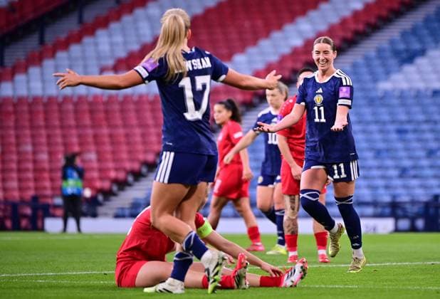 Kathleen McGovern of Scotland celebrates scoring her second goal Scotland Women v Luxembourg Women, 2027 FIFA Women s World Cup Qualifiers, Group D, Football, Hampden Park, Glasgow, Scotland, UK - 07 Mar 2026Glasgow Hampden Park Scotland United Kingdom EDITORIAL USE ONLY No use with unauthorised audio, video, data, fixture lists, club league logos or live services. Online in-match use limited to 120 images, no video emulation. No use in betting, games or single club league player publications. Copyright: xMarkxRunnacles Shutterstockx 16723654ai