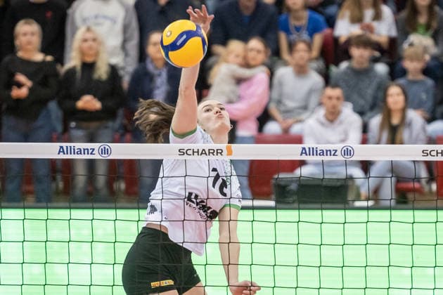 Lena Schultze USC Muenster, 16 GER, Allianz MTV Stuttgart USC Muenster, Volleyball Bundesliga, VBL, Season 2025 2026, 07 03 2026 GER, Allianz MTV Stuttgart USC Muenster, Volleyball Bundesliga, VBL, Season 2025 2026, 07 03 2026 Stuttgart Copyright: xSandyxDinkelackerx EP_SDR