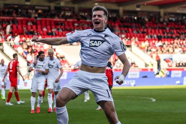 Fisnik Asllani 11 TSG 1899 Hoffenheim celebrating after his goal to 0 3, Emotion, Joy, 1 FC Heidenheim 1846 vs TSG 1899 Hoffenheim, Football, Men, Bundesliga, Season 2025 2026, Second round, 25 Matchday, 07 03 2026 DFB regulations prohibit any use of photographs as image sequences and or quasi video Heidenheim Baden Wuerttemberg Germany Copyright: xkolbert-press MartinxAgüerax