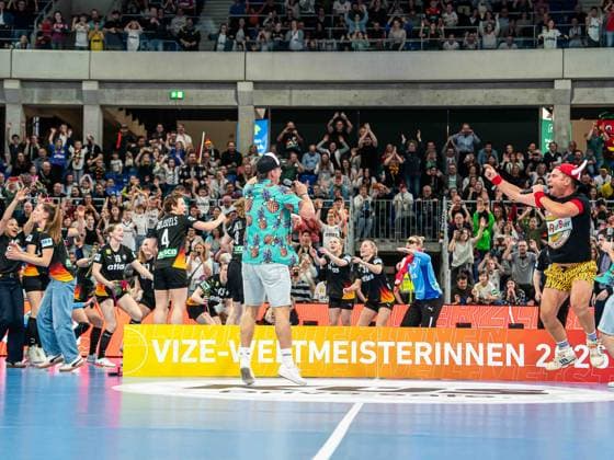Lorenz Bueffel celebrates with the German national team, Germany vs Slovenia, handball, European Championship qualification, women, 2025 2026 season, 08 03 2026, Germany vs Slovenia, handball, European Championship qualification, women, 2025 2026 season, 08 03 2026 Heidelberg Copyright: xEibner-Pressefoto MichaelxSchmidx EP_MST