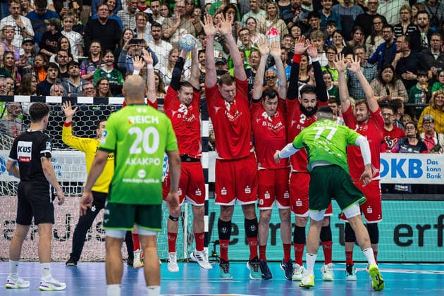 08 03 2026, xovx, Handball Daikin Handball Bundesliga, HSG Wetzlar MT Melsungen v l Nebojsa Simic MT Melsungen , Cyrill Akakpo HSG Wetzlar , Olle Forsell Schefvert MT Melsungen , Dainis Kristopans MT Melsungen , Isaias Guardiola Villaplana MT Melsungen , Ruben Marchan MT Melsungen , Stefan Cavor HSG Wetzlar , David Mandic MT Melsungen Wetzlar Buderus Arena Hessen Germany EN