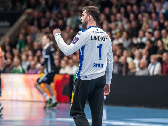 Matija Spikic ThSV Eisenach, 01 clenches his cheering fist, Frisch Auf Goeppingen vs ThSV Eisenach, Handball, 1 Bundesliga, Men, 2025 2026 season, 09 03 2026, Frisch Auf Goeppingen vs ThSV Eisenach, Handball, 1 Bundesliga, Men, 2025 2026 season, 09 03 2026 Goeppingen Copyright: xEibner-Pressefoto MichaelxSchmidx EP_MST