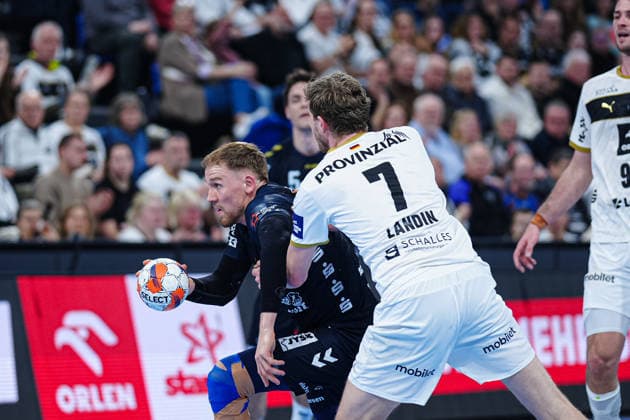 Simon Pytlick SG Flensburg Handewitt, 02 , Magnus Landin THW Kiel, 07 GER, THW Kiel vs SG Flensburg Handewitt, Handball, EHF European League, Main Round, Season 2025 2026, 10 03 2026 GER, THW Kiel vs SG Flensburg Handewitt, Handball, EHF European League, Main Round, Season 2025 2026, 10 03 2026 Kiel Copyright: xEibner-Pressefoto MarcelxvonxFehrnx EP_MFN