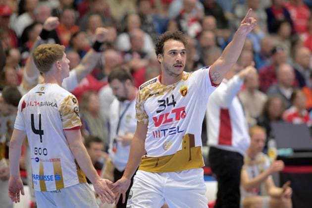 Joao Pedro Francisco Da Silva HC Vardar 34 , Nicolas Bono HC Vardar 4 L , GER, MT Melsungen HC Vardar 1961 PRO Skopje MKD , Handball, EHF European League Men, Main Round, Season 2025 2026, 10 03 2026, GER, MT Melsungen HC Vardar Skopje, Handball, EHF Men, Main Round, Season 2025 2026, 10 03 2026 Kassel Copyright: xEibner-Pressefotox xRolandxSippelx EP_RSL