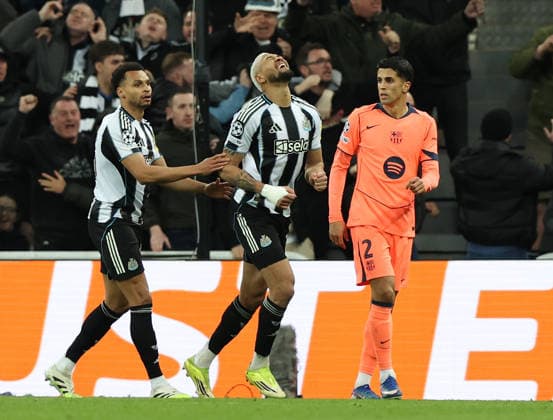 Newcastle Upon Tyne, England, 10th March 2026. Joelinton of Newcastle United reacts a his goal is written off as offside during the Newcastle United vs FC Barcelona, Barca UEFA Champions League match at St. James Park, Newcastle Upon Tyne. Picture credit should read: Nigel Roddis Sportimage EDITORIAL USE ONLY. No use with unauthorised audio, video, data, fixture lists, club league logos or live services. Online in-match use limited to 120 images, no video emulation. No use in betting, games or single club league player publications. SPI_053_NR_NEWC_BARCx SPI-4596-0053