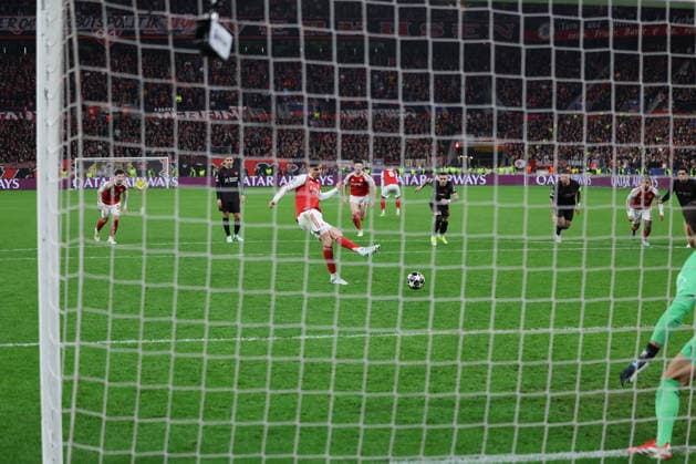 GER, UEFA CL, Round of 16, Bayer 04 Leverkusen GER vs FC Arsenal ENG , 11 03 2026, BayArena, Leverkusen, GER, UEFA CL, Round of 16, Bayer 04 Leverkusen GER vs FC Arsenal ENG , , pictured Kai Havertz FC Arsenal 29 , converts the 11 meter shot nordphotoxGmbHx xMeuter nph00351