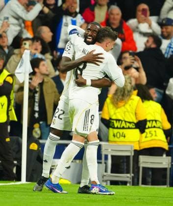 Federico Valverde of Real Madrid celebrates scoring a goal after making it 3-0 Real Madrid v Manchester City, UEFA Champions League, Round of 16, First Leg, Football, Bernabeu, Madrid, Spain - 11 Mar 2026Madrid Bernabeu Spain EDITORIAL USE ONLY No use with unauthorised audio, video, data, fixture lists, club league logos or live services. Online in-match use limited to 120 images, no video emulation. No use in betting, games or single club league player publications. Copyright: xJavierxGarcia Shutterstockx 16746741ai