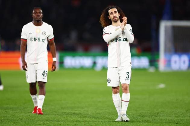 Marc Cucurella of Chelsea applauds fans. Paris Saint-Germain v Chelsea, UEFA Champions League, Round of 16, First Leg, Football, Parc des Princes, Paris, France - 11 Mar 2026Paris Parc des Princes France EDITORIAL USE ONLY No use with unauthorised audio, video, data, fixture lists, club league logos or live services. Online in-match use limited to 120 images, no video emulation. No use in betting, games or single club league player publications. Copyright: xJamesxMarsh Shutterstockx 16746728ds